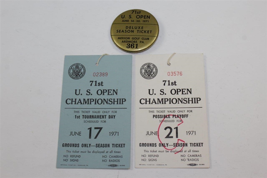 Large 1971 U S Open at Merion Ephemera Grouping - Program, Tickets, Newspaper, & more