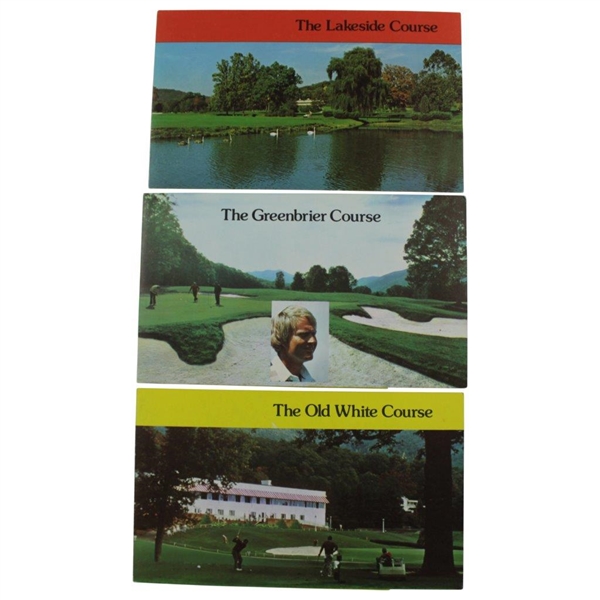 Three (3) Classic 1970's Colorful Unmarked “The Greenbrier” Scorecards – Jack Nicklaus