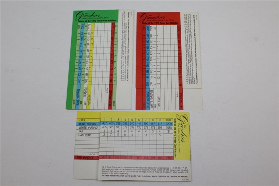 Three (3) Classic 1970's Colorful Unmarked “The Greenbrier” Scorecards – Jack Nicklaus