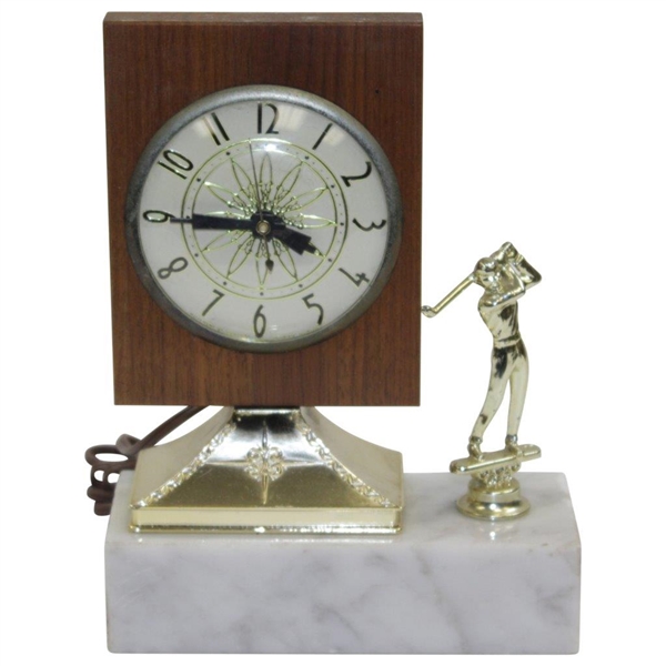 Classic Golf Themed Clock on Marble Base - Works!