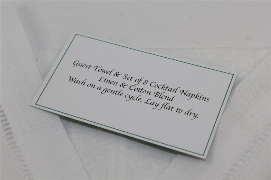 Augusta National GC Member Guest Towel & Set of 8 Cocktail Napkins - Linen/Cotton Blend