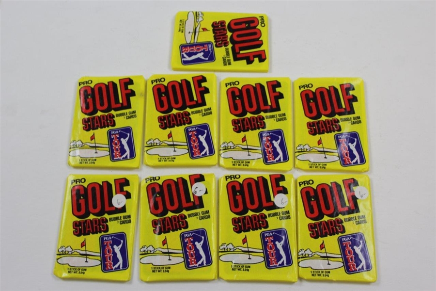 Nine (9) PGA Tour Professioanl Pro-Golf Stars Bubble Gum Cards Packs with Box