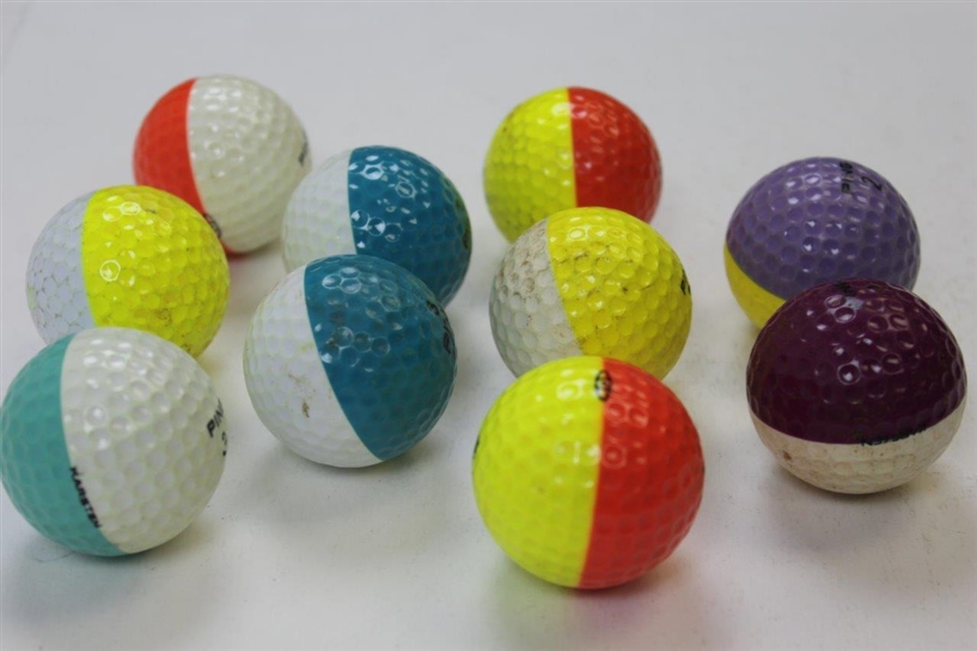 Ten (10) PING-Eye-Karsten Multi-Colored Logo Golf Balls