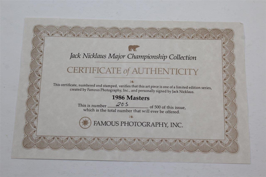 Jack Nicklaus Signed Ltd Ed Deluxe Framed Masters Putt with Scorecards Display #203/500 JSA ALOA