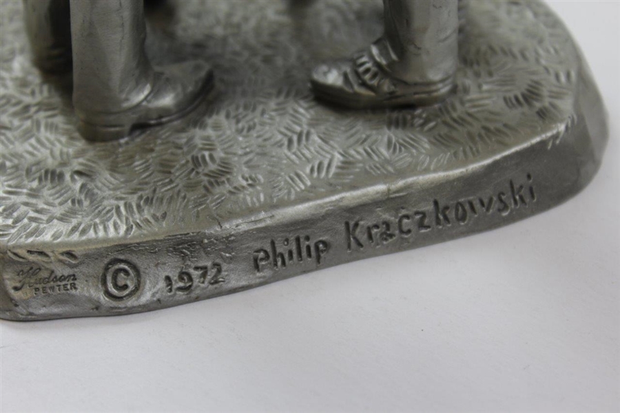Classic 1972 Philip Kraczkowski Pewter Golf Statue - Two Golfers Talking