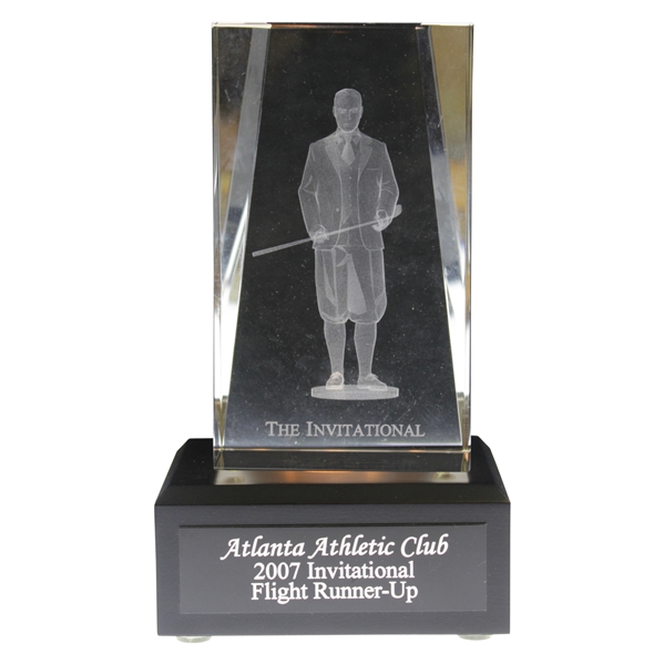 2007 Atlanta Athletic Club The Invitational Flight Runner-Up Glass Bobby Jones Light Display Trophy