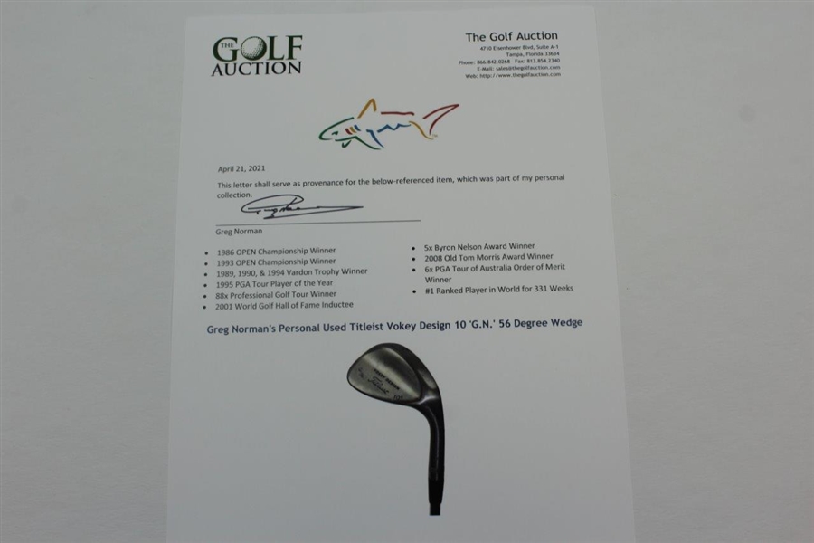 Greg Norman's Personal Used Titleist Vokey Design 10 'G.N.' 56 Degree Wedge