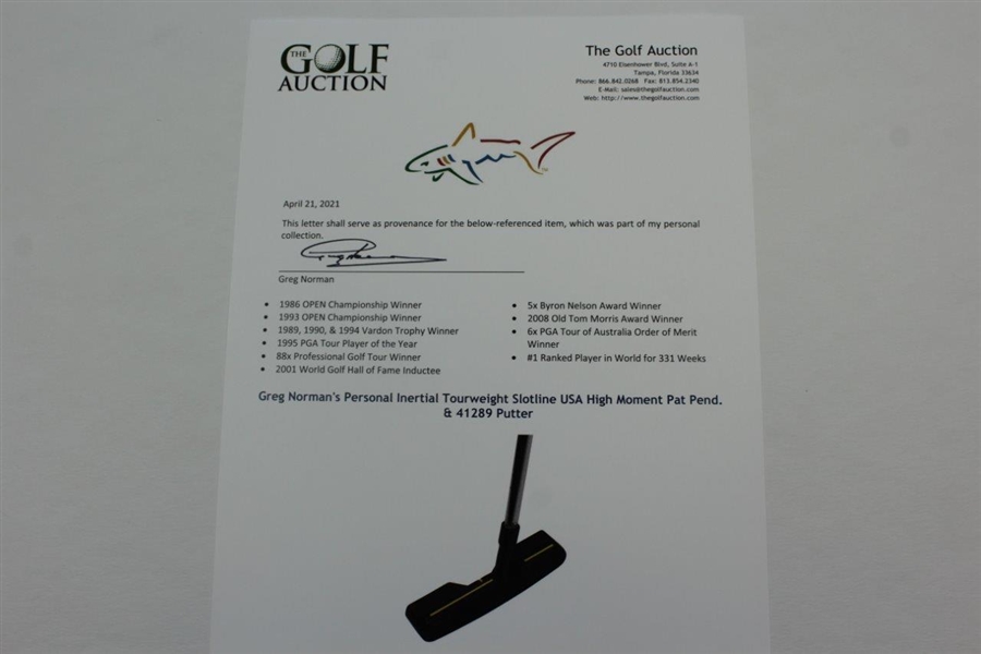 Greg Norman's Personal Inertial Tourweight Slotline USA High Moment Pat Pend. & 41289 Putter