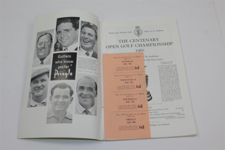1960 OPEN Championship at The Old Course St. Andrews Official Program with Pairing Sheet - Kel Nagle Winner