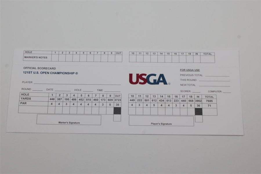 2021 US Open at Torrey Pines Official Scorecard - Unused