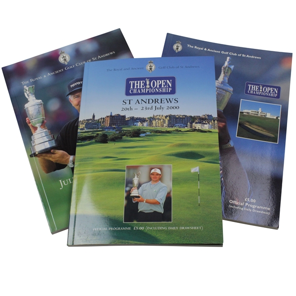 1998, 1999, & 2000 OPEN Championship Official Programs - Woods, O'Meara, & Laurie