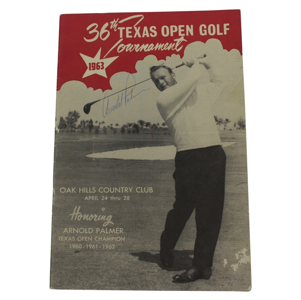 Arnold Palmer Signed 1963 Texas Open Official Program JSA ALOA