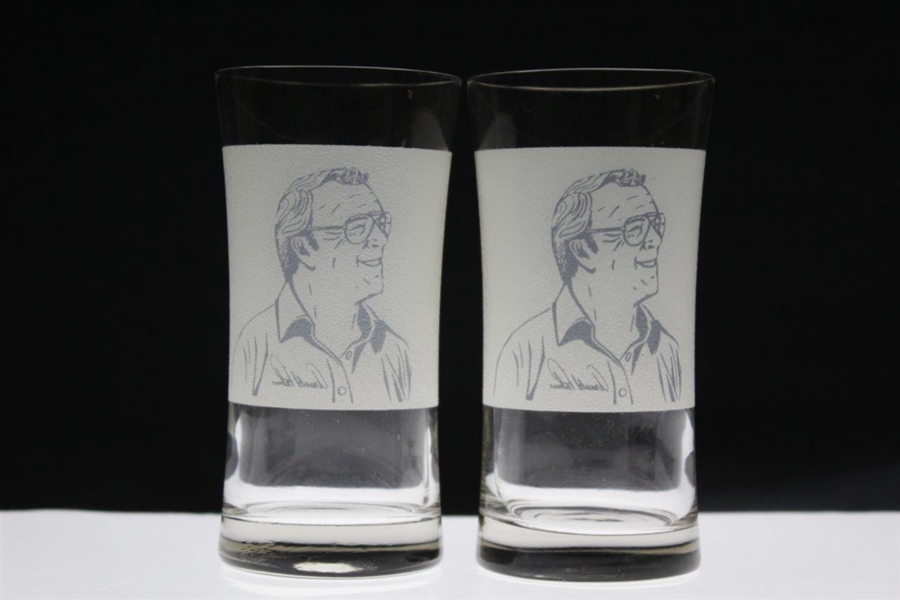 Pair Of Vintage Arnold Palmer Golf Ball Drinking Glasses