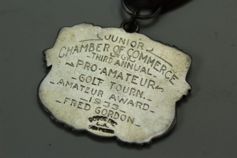 1933 Santa Monica Municipal Golf Course 4rd Annual Pro-Am Amateur Award Medal Won by  Fred Gordon