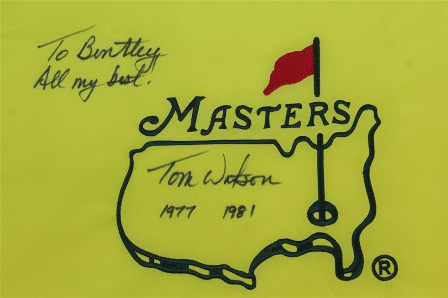 Tom Watson Signed Undated Masters Embroidered Flag with Dates - Personalized JSA ALOA