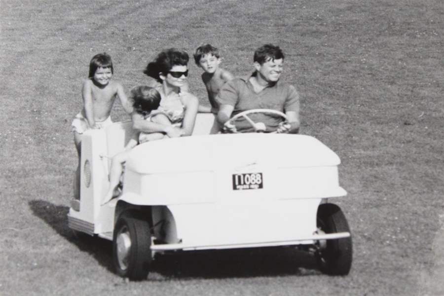 President John F. Kennedy & Family Golf Cart Photo - Card In Kennedy Set Made From This Image