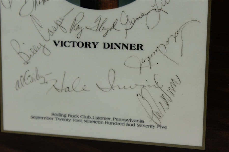 Ray Floyd's 1975 Ryder Cup Victory Dinner Menu Signed by USA Team JSA ALOA