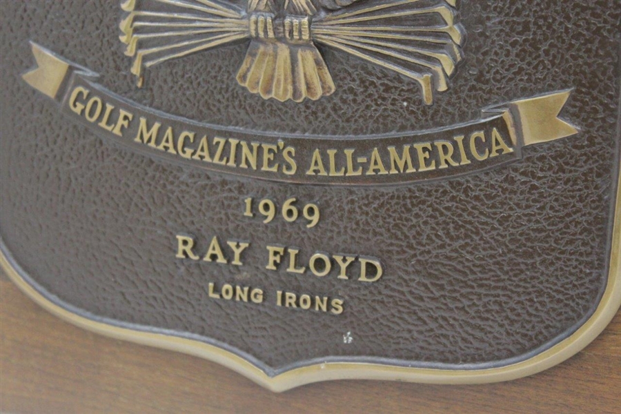 Ray Floyd's 1969 Golf Magazine's All-America Long Irons Award Winner Plaque