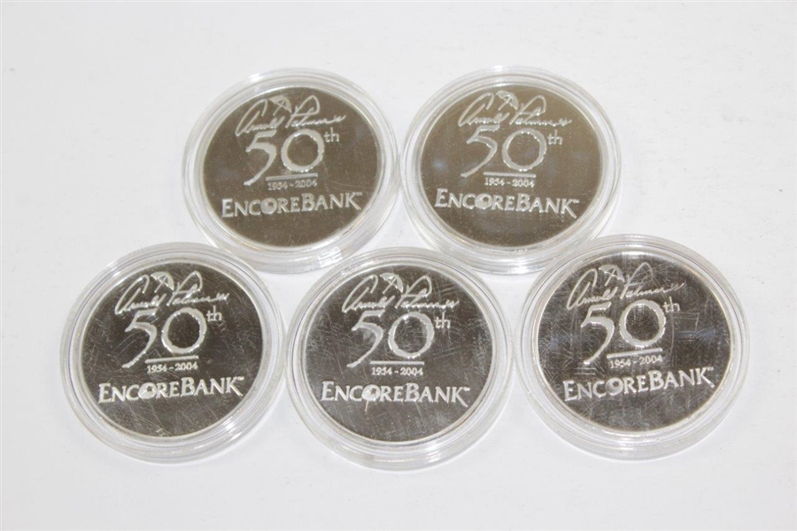 Arnold Palmer EncroeBank 50th Silver Commemorative Five(5) Coin Set in Original Box