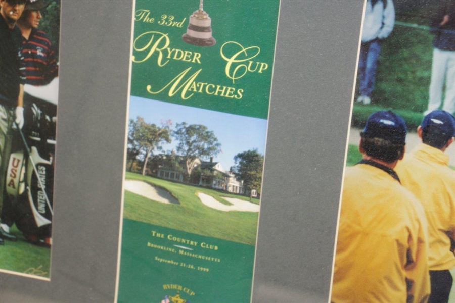 1999 The Ryder Cup at The Country Club Brookline Pairing Sheet with Photos Display - Framed
