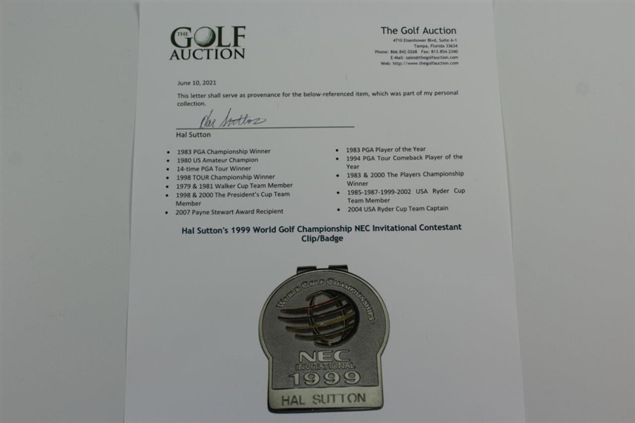 Hal Sutton's 1999 World Golf Championship NEC Invitational Contestant Clip/Badge