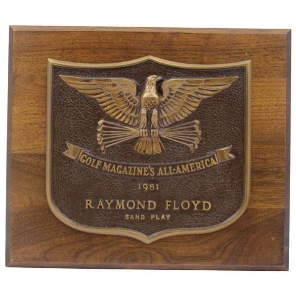 Ray Floyd's 1981 Golf Magazine's All-America Sand Play Award Winner Plaque