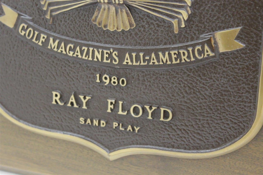 Ray Floyd's 1980 Golf Magazine's All-America Sand Play Award Winner Plaque