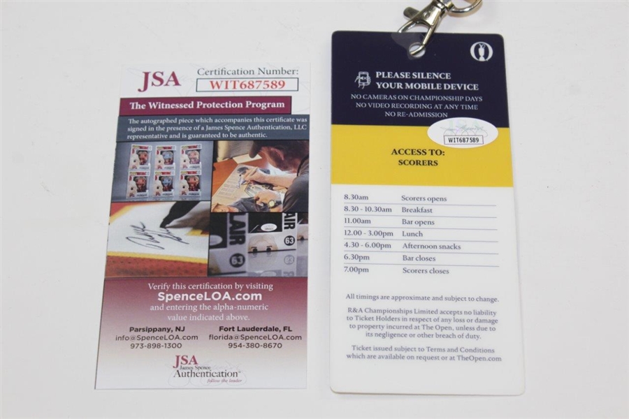 Collin Morikawa Signed & Inscribed 2021 OPEN Championship Thursday Badge JSA #WIT687589