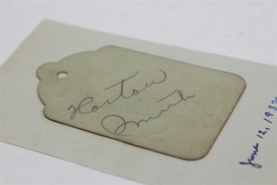 Horton Smith Signed Tag on Album Page with June 12, 1932 Notation JSA ALOA