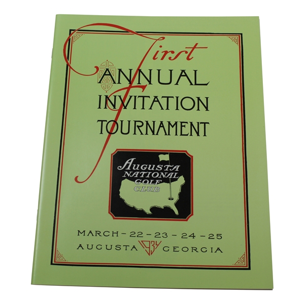 Augusta National 1934 1st Annual Invitation Tournament Reproduction Program