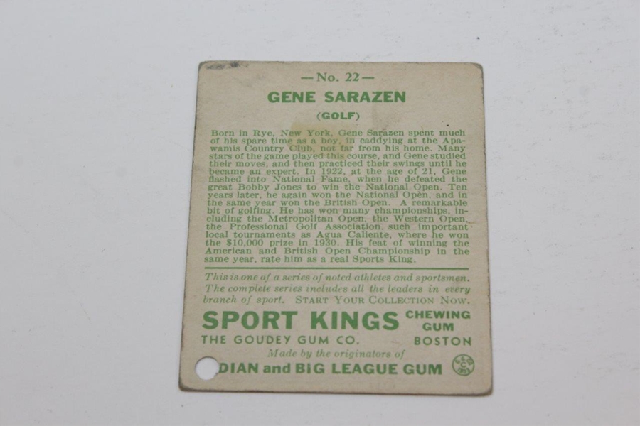 1933 Gene Sarazen Sport Kings Gum Card