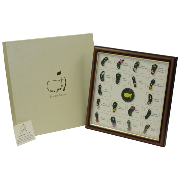2014 Masters Tournament Limited Edition #46/150 Framed Pin Set in Original Box - 18 Holes