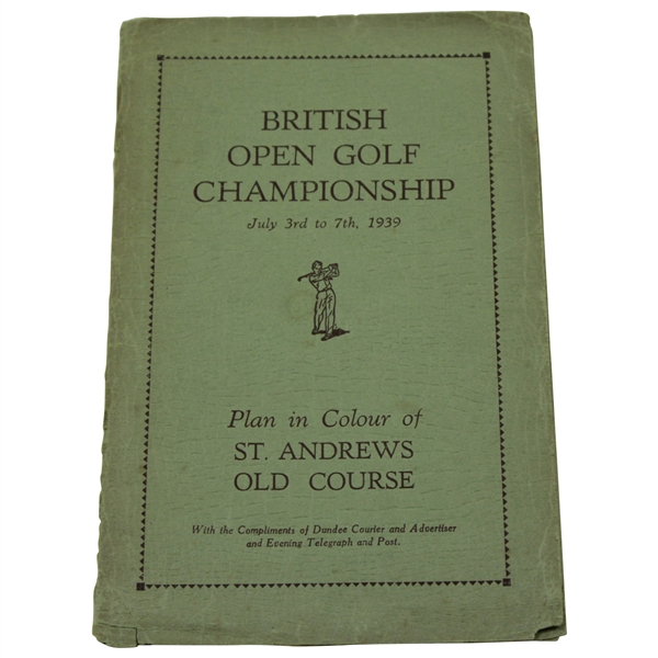 1939 British Open Golf Championship 'Plan in Colour' Map Of St. Andrews Old Course