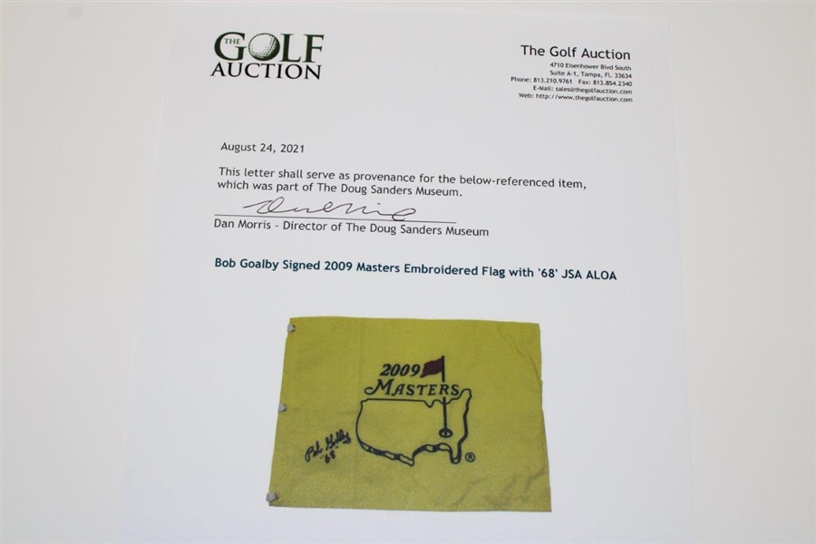 Bob Goalby Signed 2009 Masters Embroidered Flag with '68' JSA ALOA