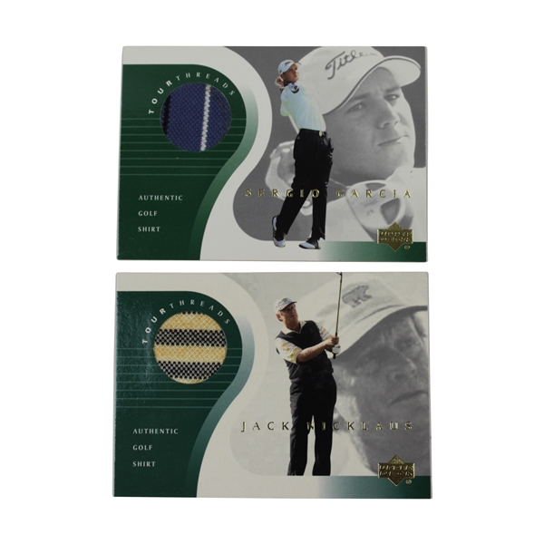 Jack Nicklaus & Sergio Garcia Upper Deck Tour Threads Golf Cards