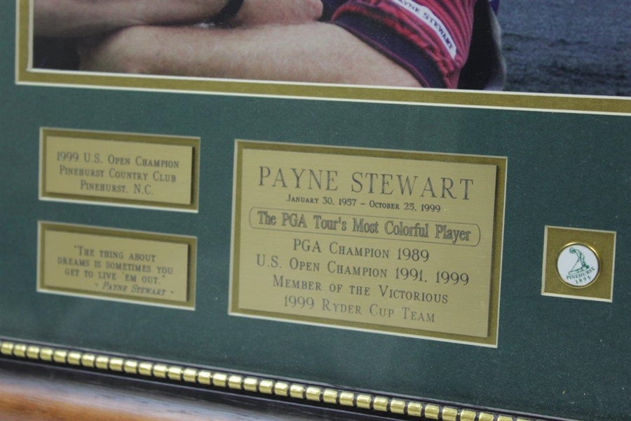 Payne Stewart 1999 Holding U.S. Open With Bagpipes Presentation Piece - Framed