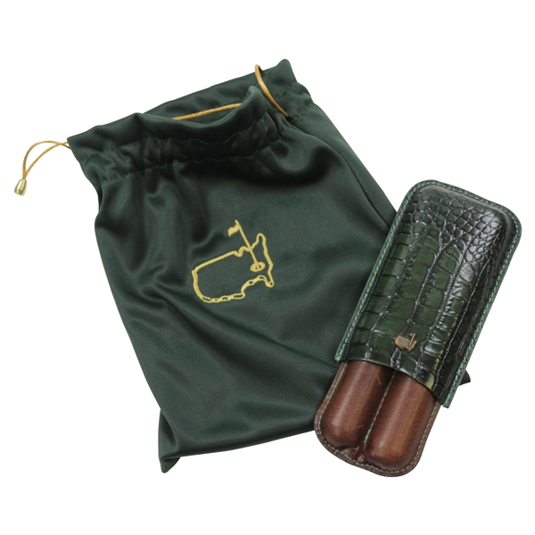 Crocodile Cigar Holder In Masters Drawstring Bag