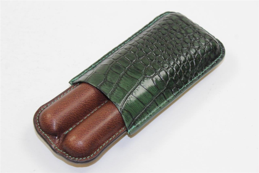 Crocodile Cigar Holder In Masters Drawstring Bag
