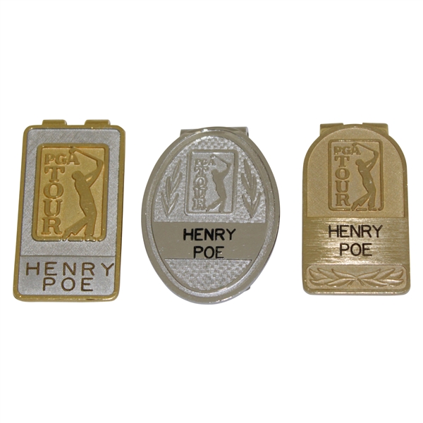 Three (3) Henry Poe Undated PGA Tour  Badges/Clip