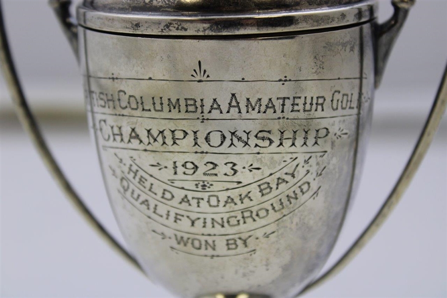 1923 British Columbia Amateur Championship at Oak Bay Qualifying Round Sterling Silver Trophy with Lid