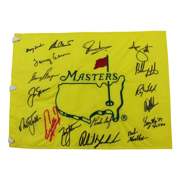 Undated Masters Champions Dinner Flag Signed by 17 Including Jack, Phil & others - Charles Coody Collection JSA ALOA