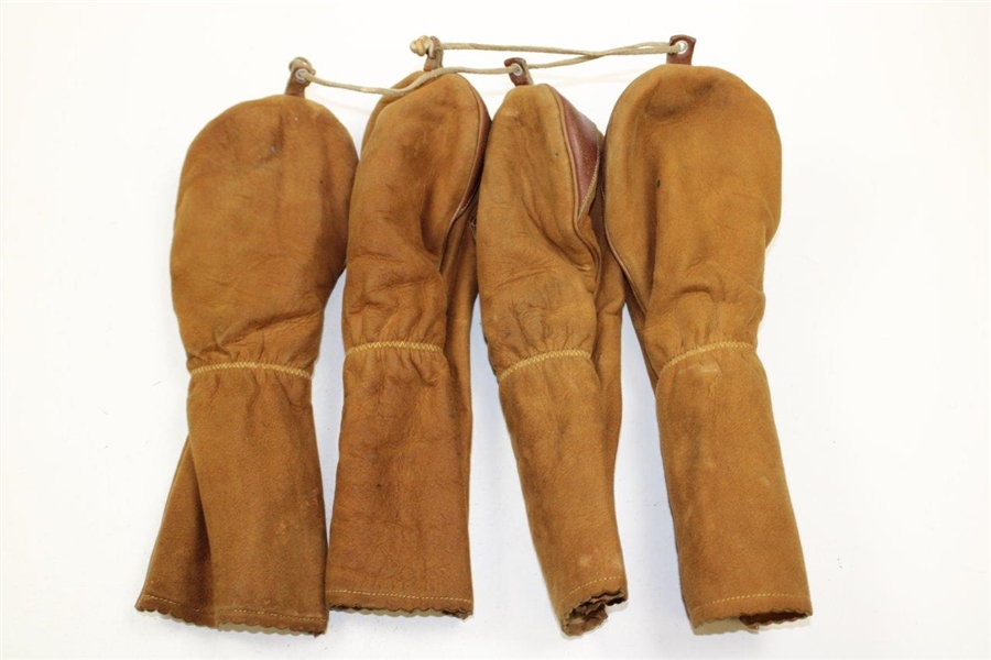 Vintage Leather Golf Club Head Covers - 1, 2, 3, & 4