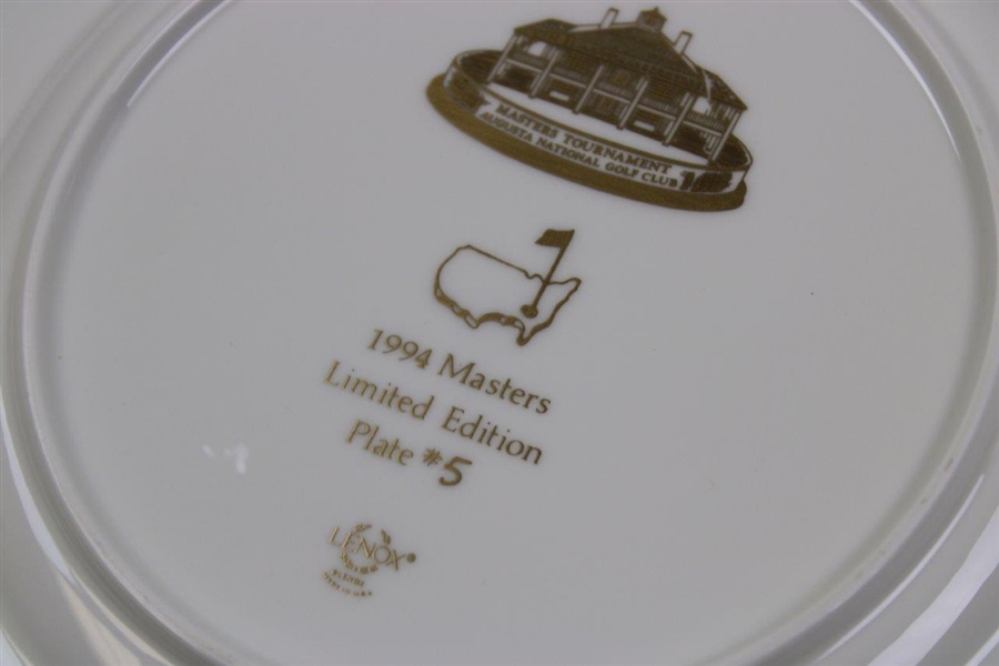 Vinny Giles' 1994 Masters Lenox Limited Edition Member Plate #5 with Original Box with Card