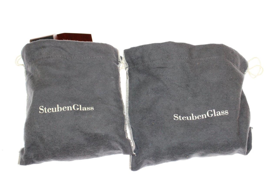 Vinny Giles' 2010 USSGA Low Gross Winner Steuben Glass Logo on Plinth with Original Bags