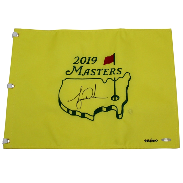 Tiger Woods Signed 2019 Masters Embroidered Flag UDA #933/1000 #BAM156397