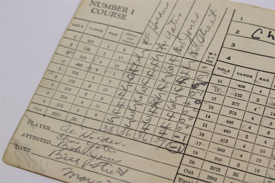 Charlie Yates & Bob Jones with others Scored 1941 Atlanta Athletic Club Scorecard