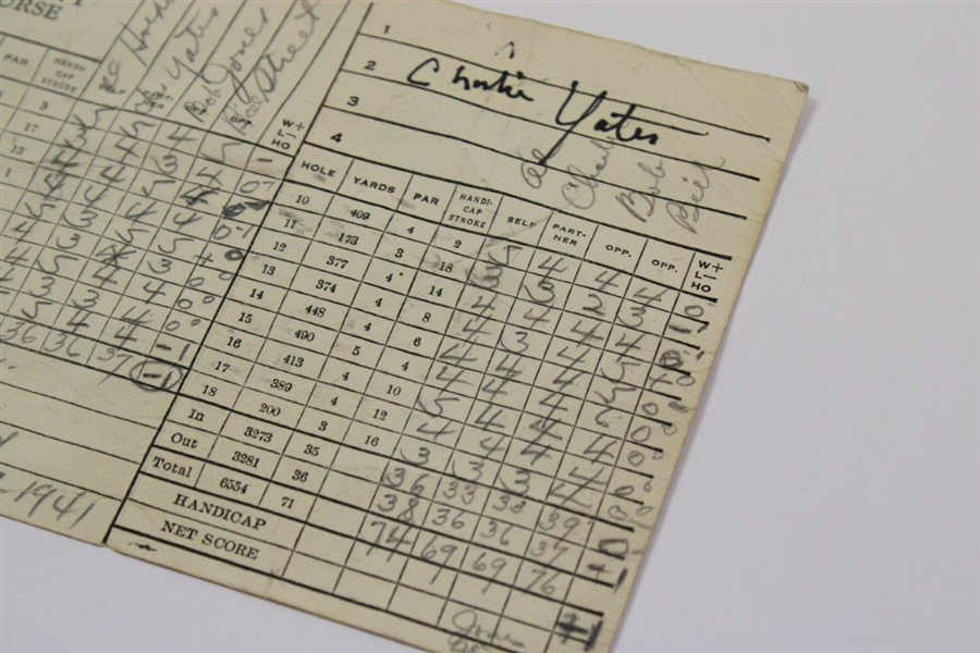 Charlie Yates & Bob Jones with others Scored 1941 Atlanta Athletic Club Scorecard