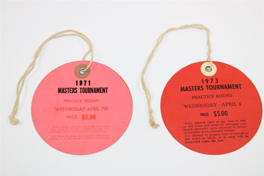 1971 & 1973 Masters Tournament Wednesday Tickets #6157 & #6650 - Par 3 Contest
