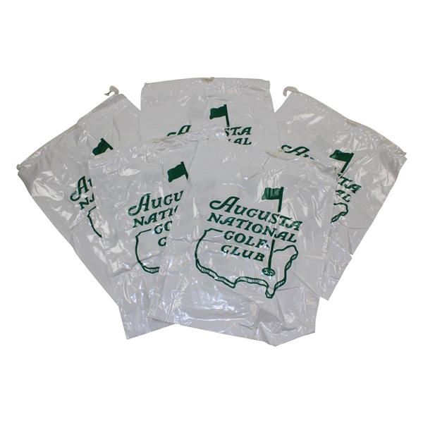Five (5) Augusta National Golf Club Plastic Bags with Drawstrings
