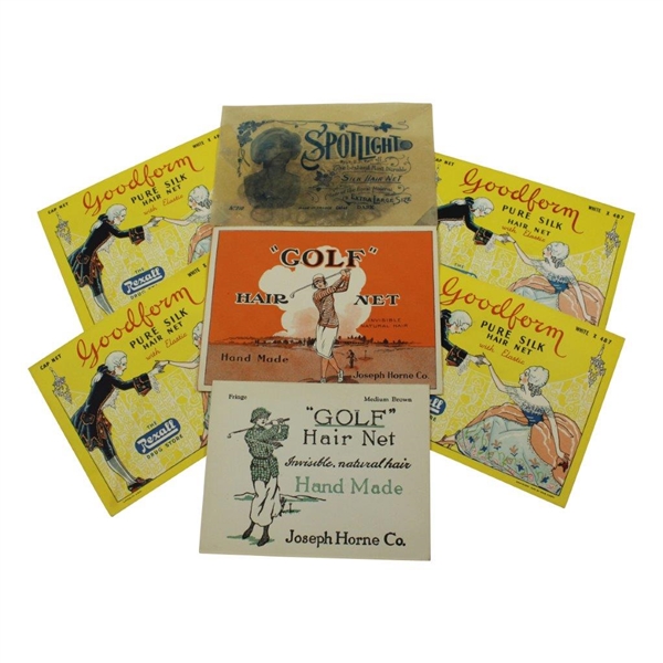 Vintage Unique Maryland Maid Golf Themed Human Hair Net Display with Contents